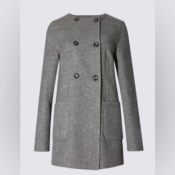 Per Una Wool Blend Pea Coat Jacket *flaw* - Picture 2 of 15